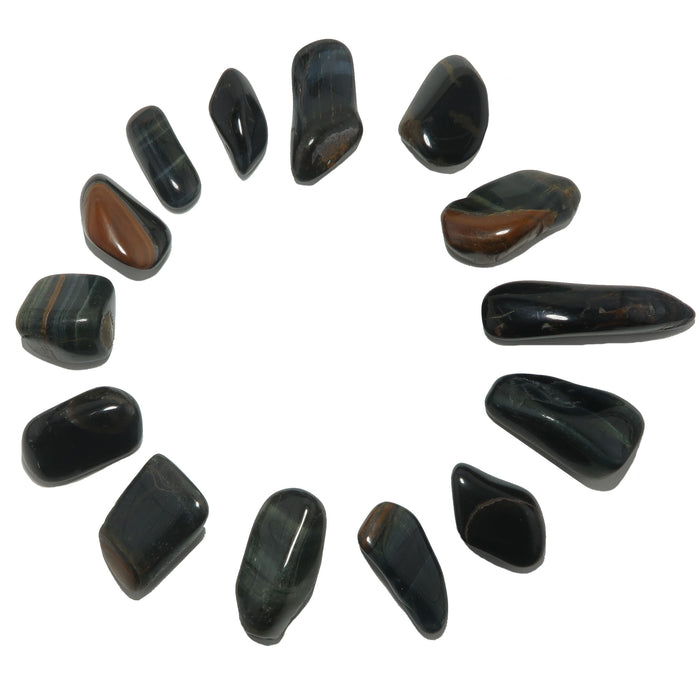 14 Hawks Eye Tumbled Stones