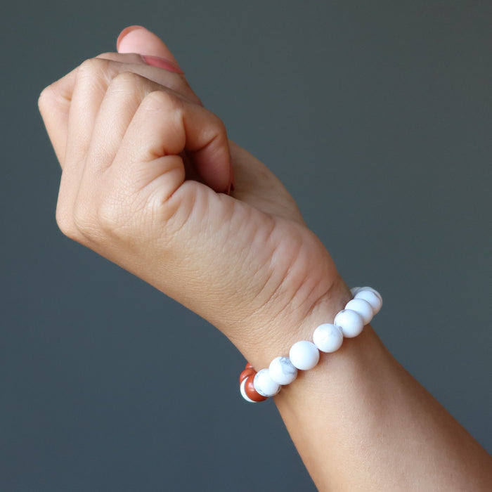wearing Howlite Red Jasper Bracelet