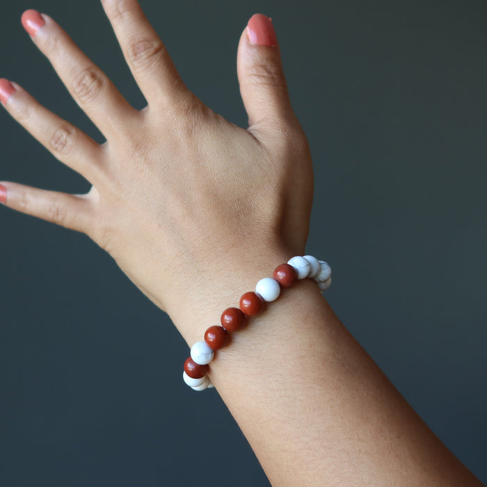 wearing Howlite Red Jasper Bracelet