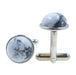 white and gray howlite stones in silver cufflinks