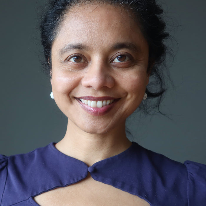 model wearing howlite sterling silver earrings