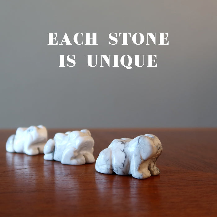 displaying 3 Howlite Frogs in a roll