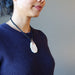 sheila wearing Howlite slab necklace 