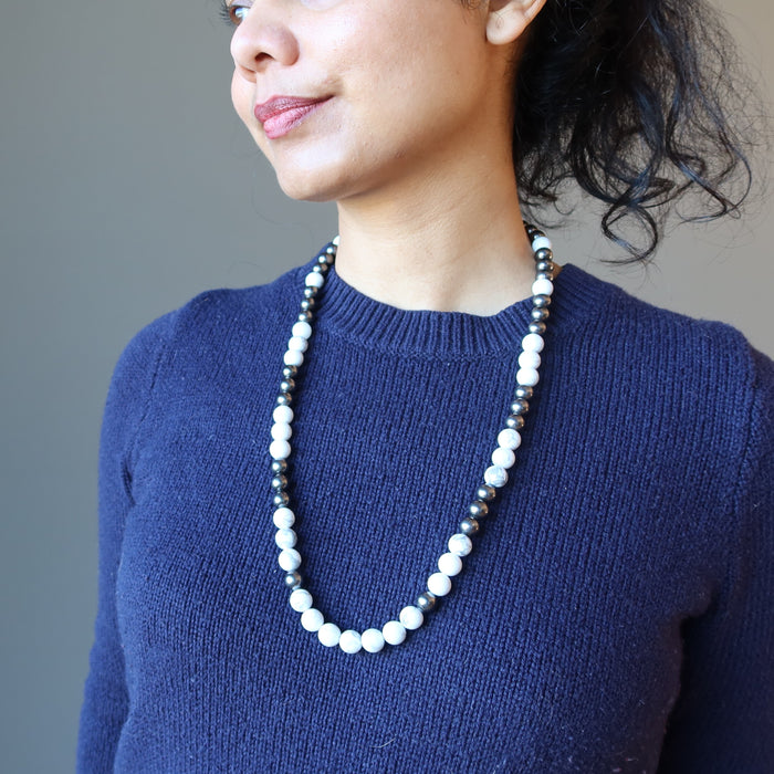 sheila wearing Howlite Necklace 