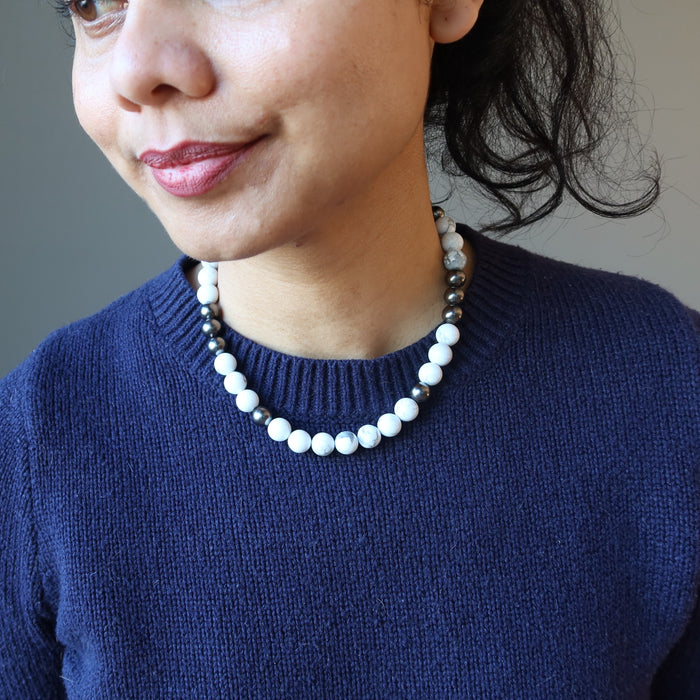 sheila wearing Howlite Necklace 