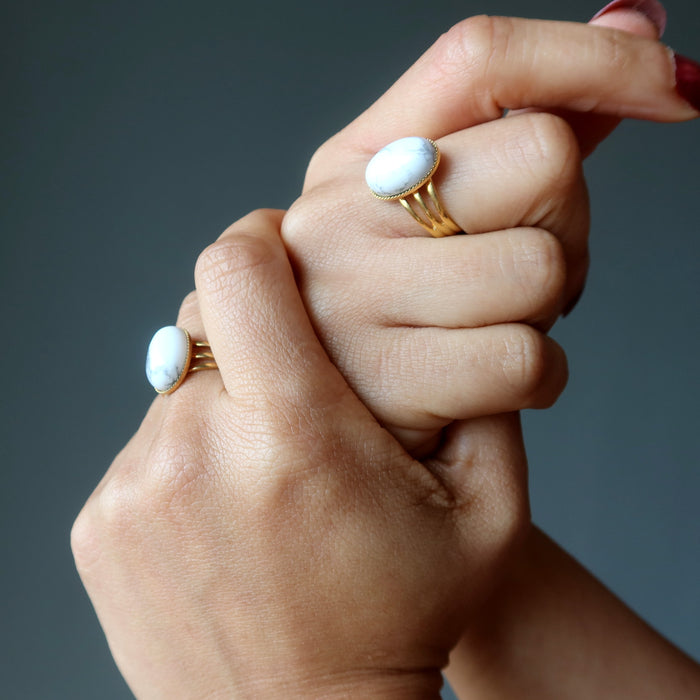 howlite gold rings