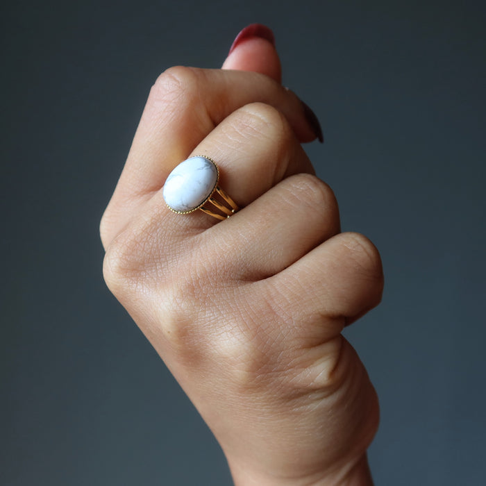 howlite gold ring