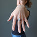 female model wearing howlite ring