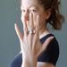 female model wearing howlite ring