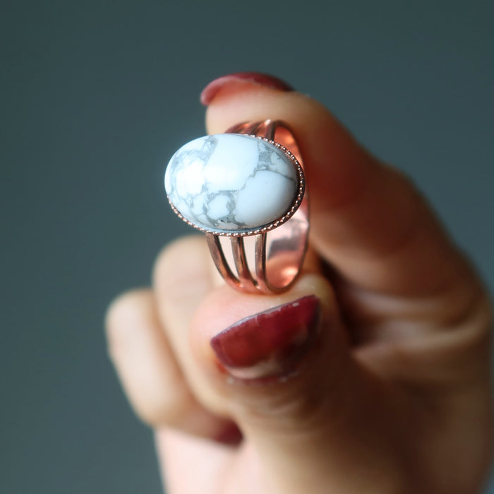 copper howlite ring
