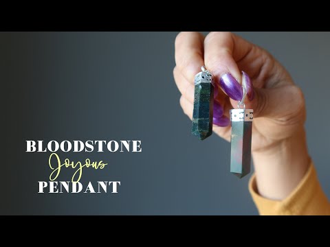 video on red and green bloodstone point pendant in silver 