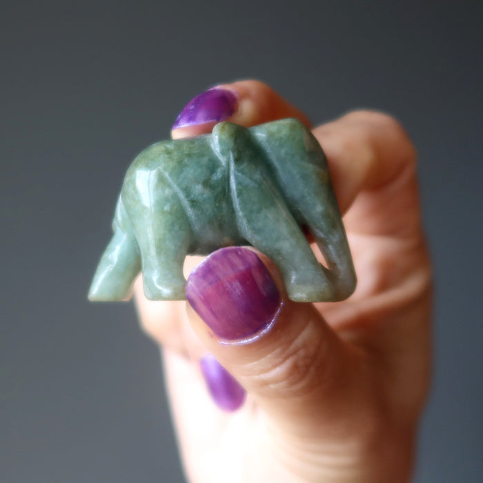 green jade elephant carving