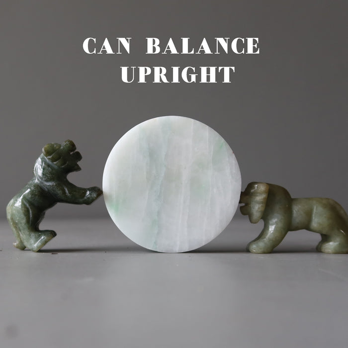 jade circle slab balancing upright with jade tigers