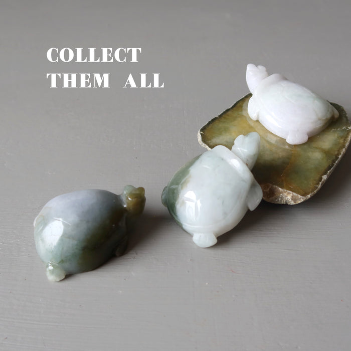 3 jade turtle on jade slab