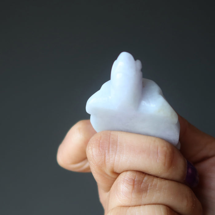 hand holding green jadeite jade turtle carving