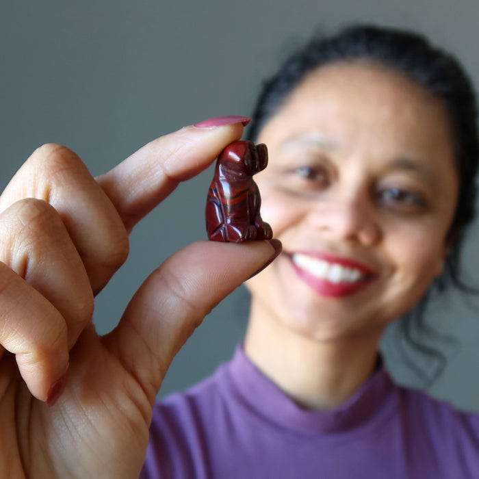 red jasper dog figurine