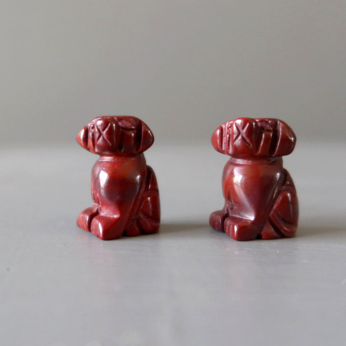 red jasper dog figurines