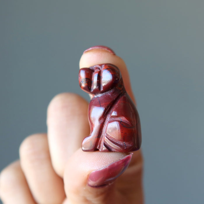red jasper dog figurine