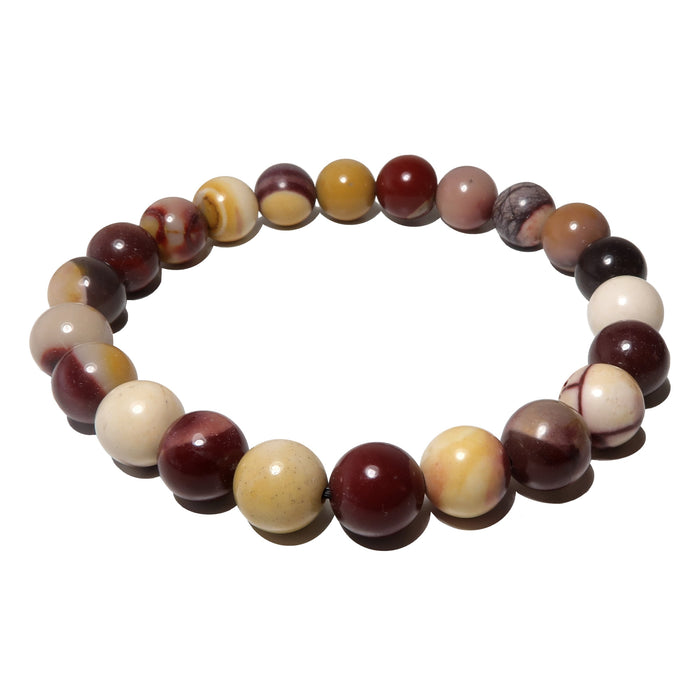 multi colored mookaite jasper round beaded stretch bracelet in 7-8mm