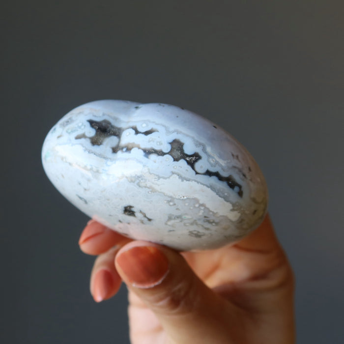white ocean jasper heart