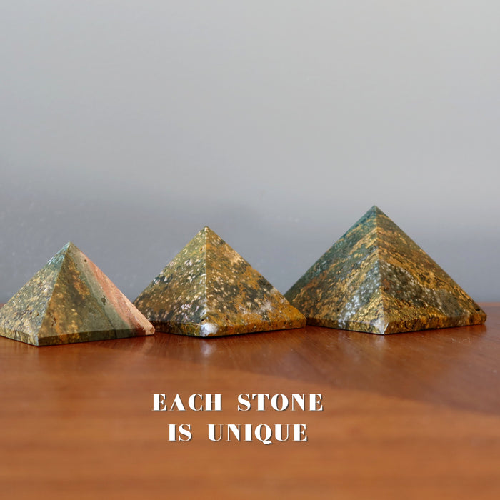 three ocean jasper pyramids