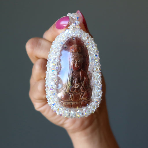 red jasper kwan yin pendant