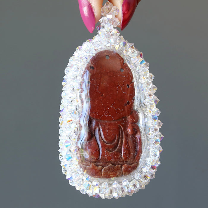 red jasper kwan yin pendant