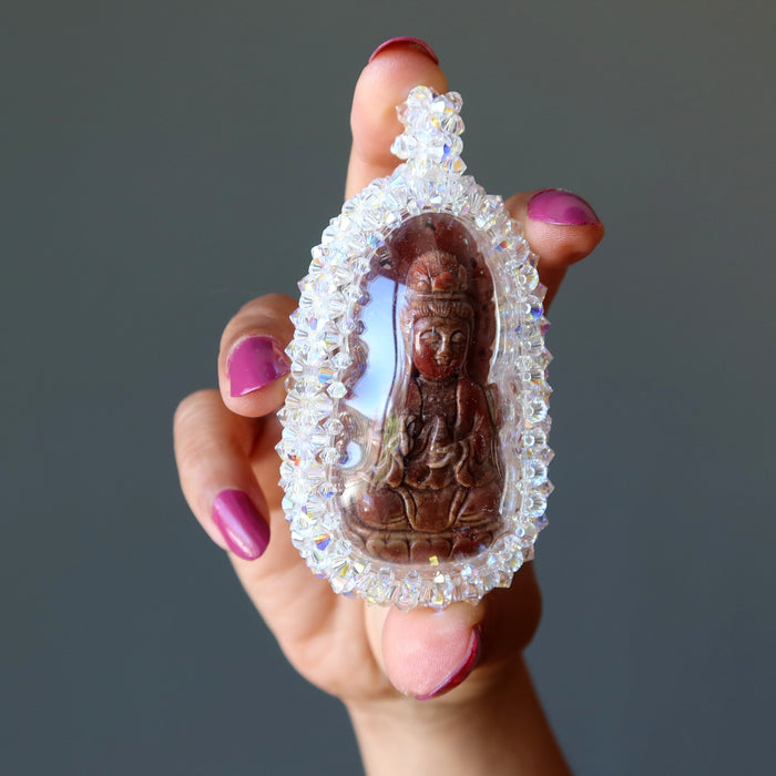 red jasper kwan yin pendant