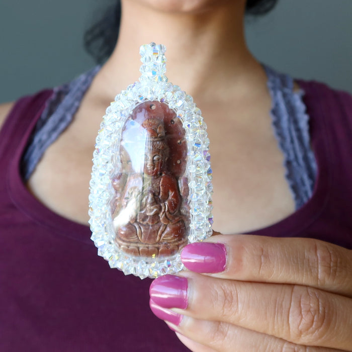red jasper kwan yin pendant