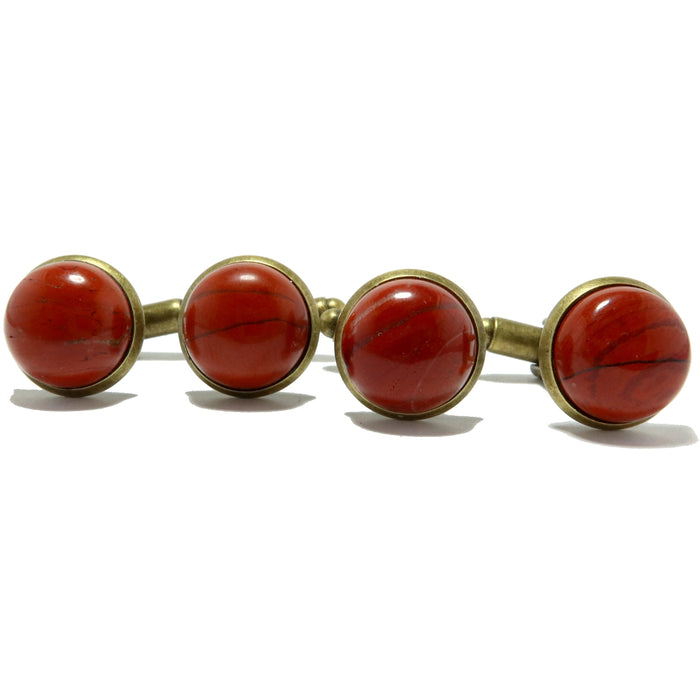 red jasper cufflinks in antique bronze