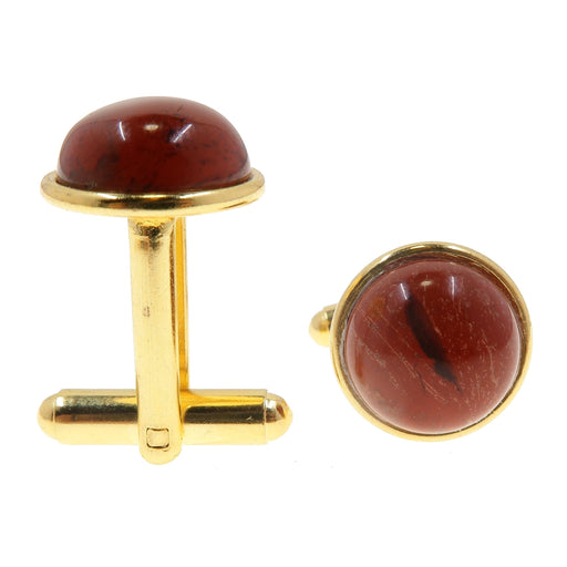 red jasper circles in gold cufflinks