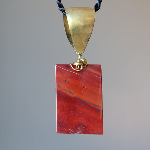 red jasper rectangle necklace