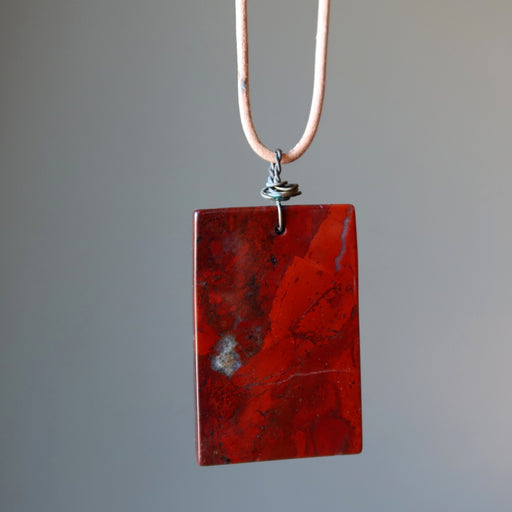 red jasper rectangle necklace