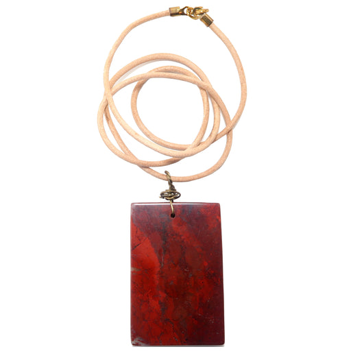 red jasper rectangle necklace