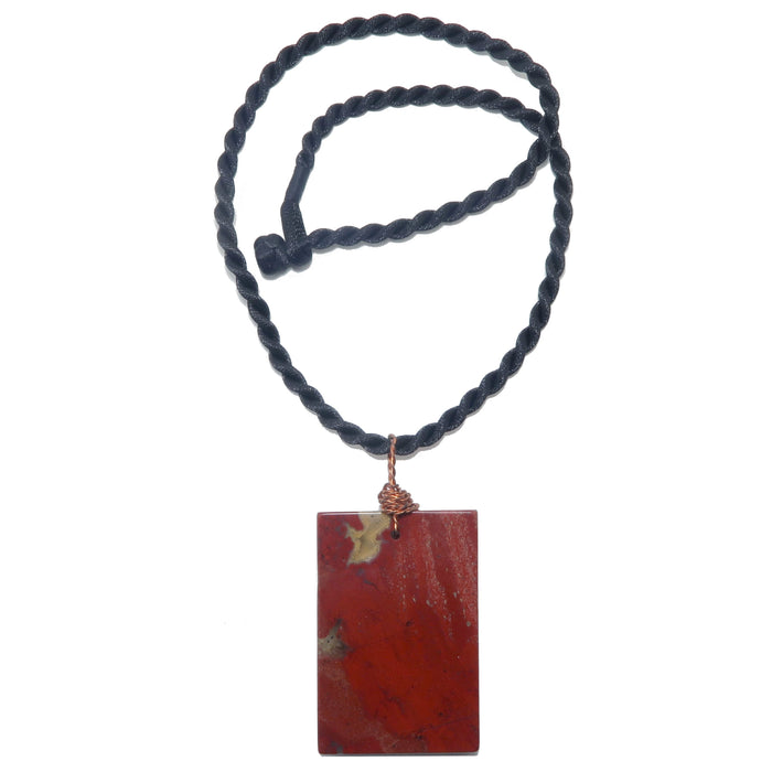 Red Jasper Necklace Big Energy Rectangle Copper Gemstone