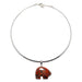 red and black jasper bear pendant on silver choker