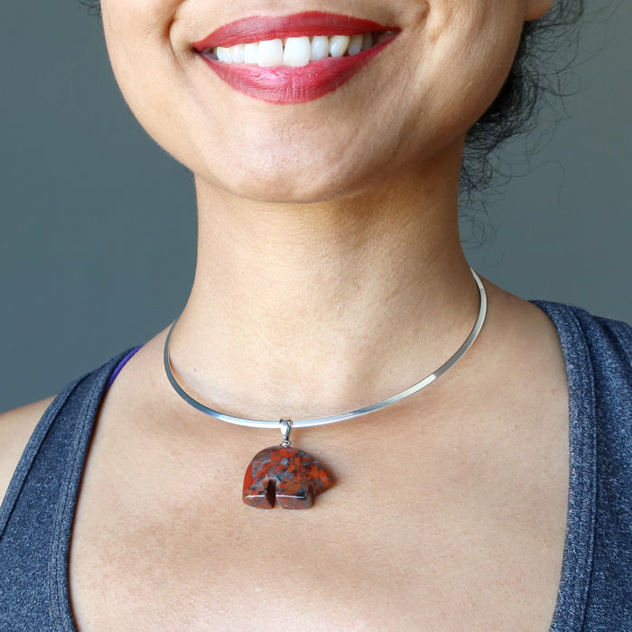 jasper bear choker necklace modeled on female