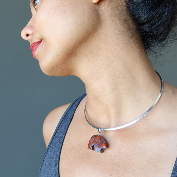 jasper bear choker necklace modeled on female
