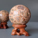 safari jasper sphere on wood stand