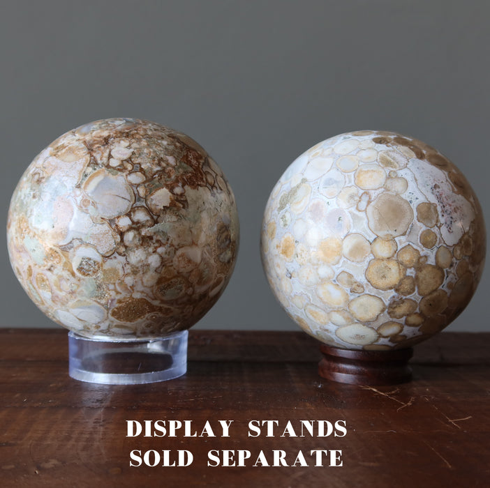 2 snake jasper spheres on stands