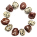 set of 6 spotted black and white dalmatian jasper and red leopard jasper tumbled stones