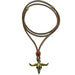 gold bull skull charm on adjustable brown leather necklace with red jasper stone