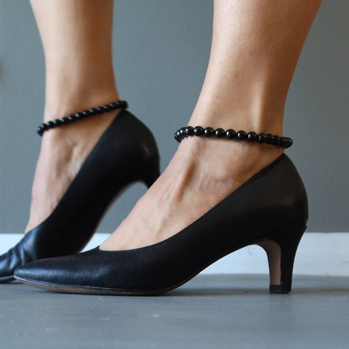 jet anklets on heeled ankles