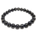 black jet and gold pyrite round beaded stretch bracelet