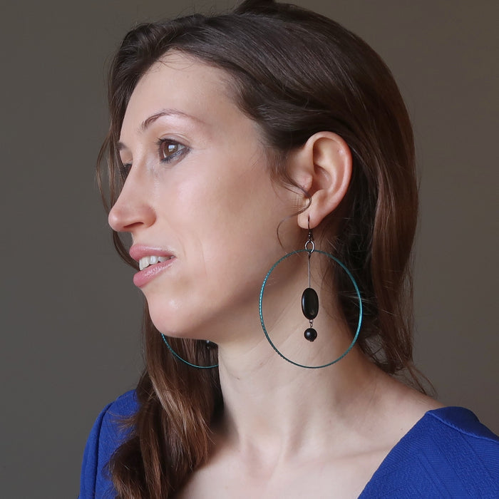 jet stone hoop earrings