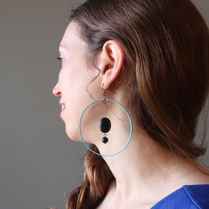 jet stone hoop earrings