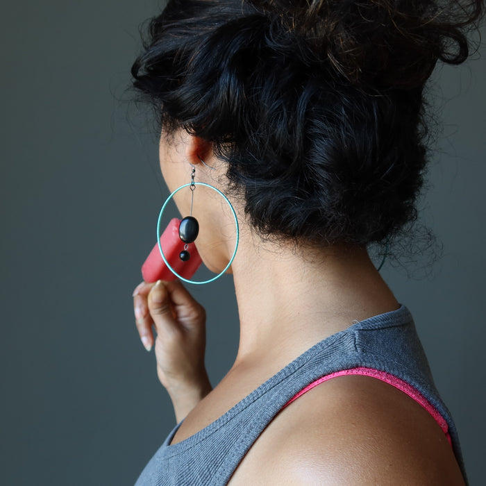 jet stone hoop earrings