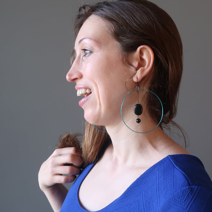 jet stone hoop earrings