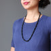 sheila of satin crystals wearing a black jet stone beaded necklace