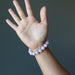 kunzite bracelet on wrist